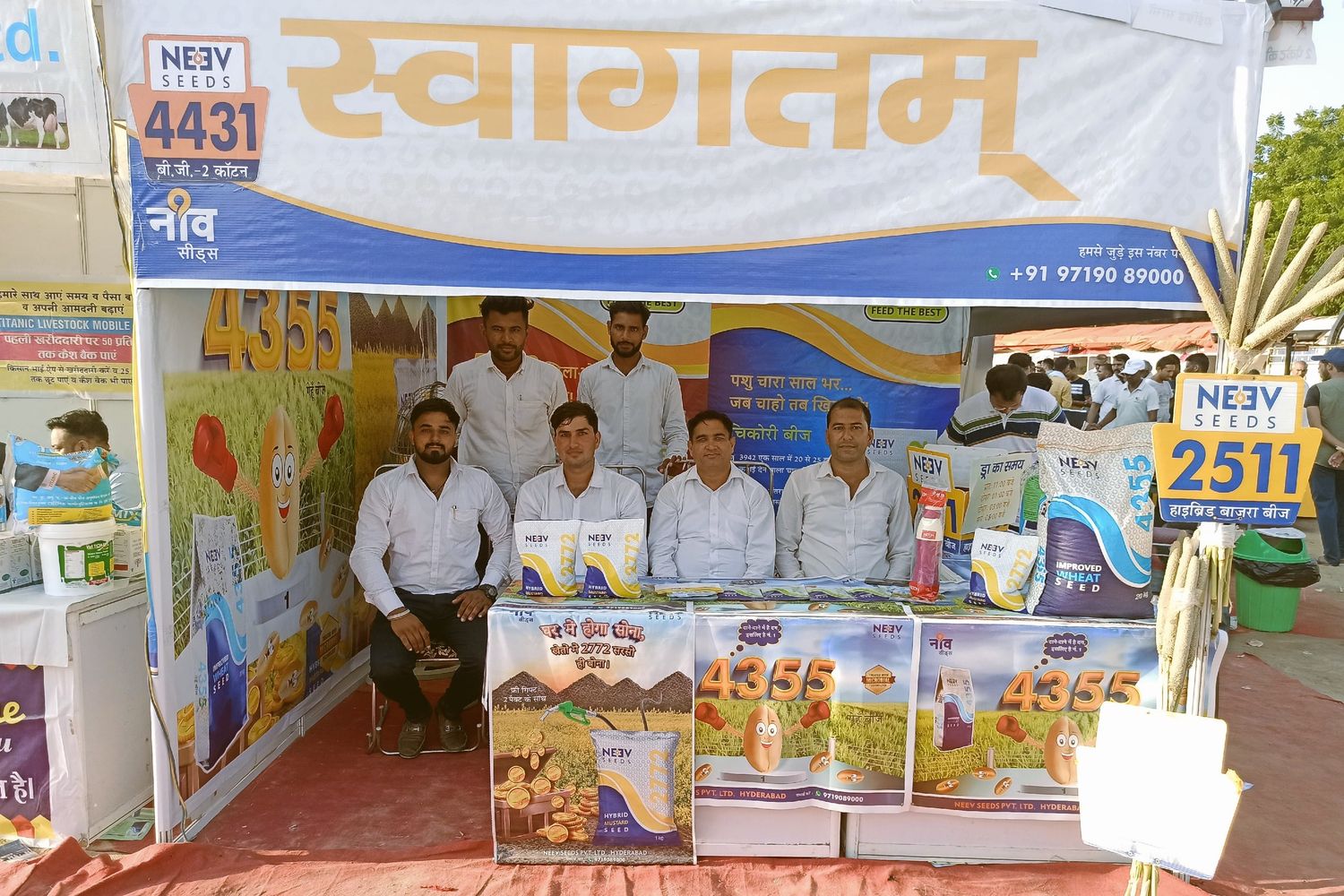 Neev Seeds team at an early trade-show stall, before the brand work
